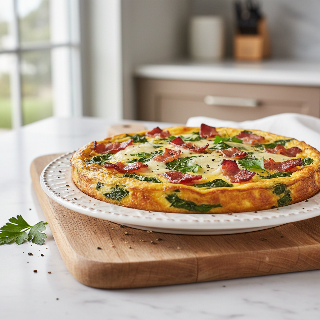Crustless Smoked Bacon and Spinach Quiche