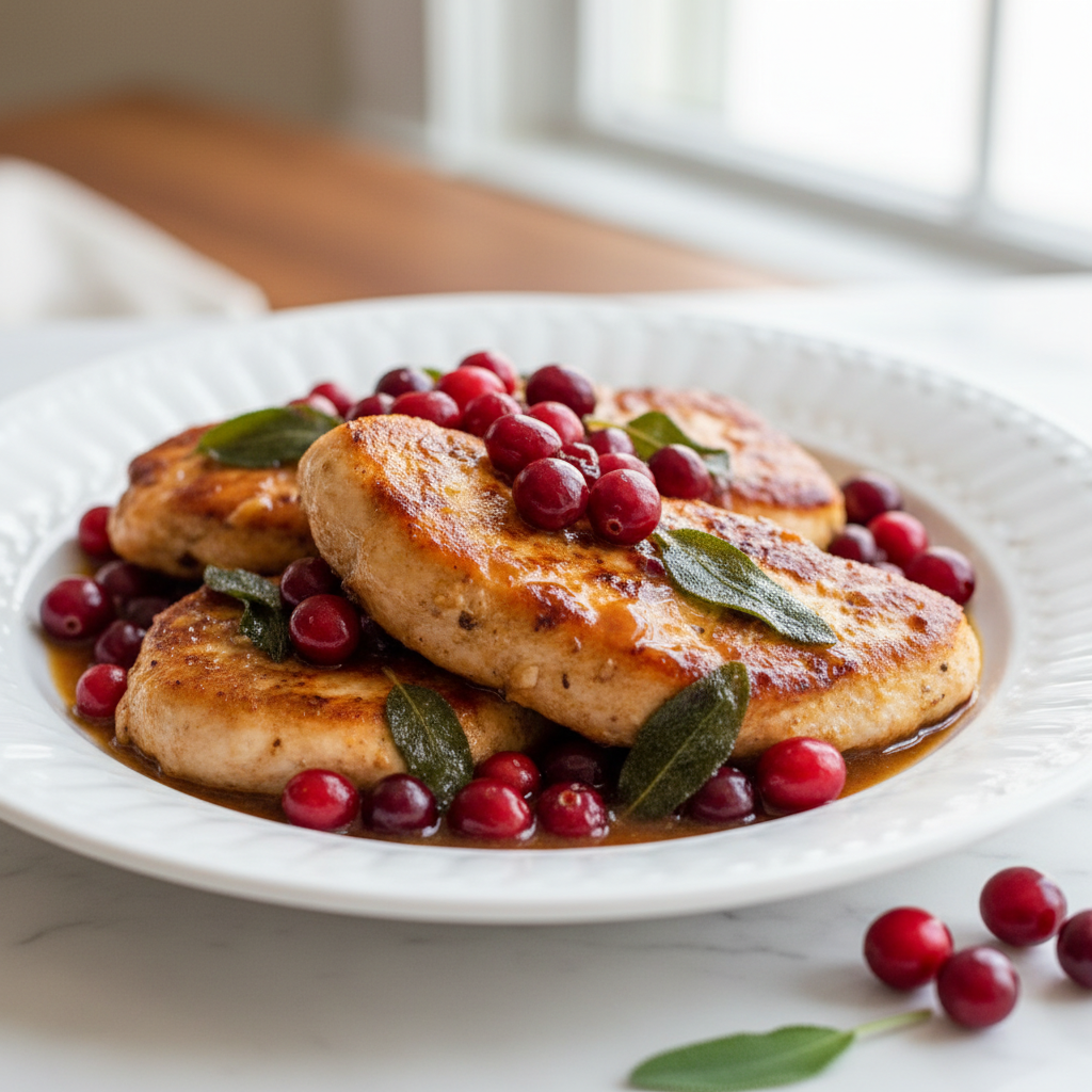 Pan-Seared Turkey Cutlets with Cranberry-Sage Pan Sauce