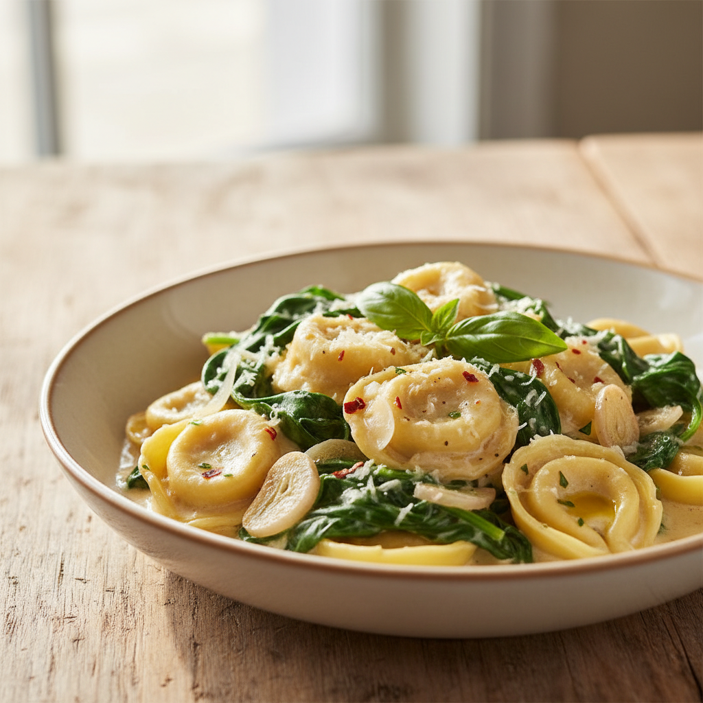 Creamy Tuscan Tortellini with Spinach