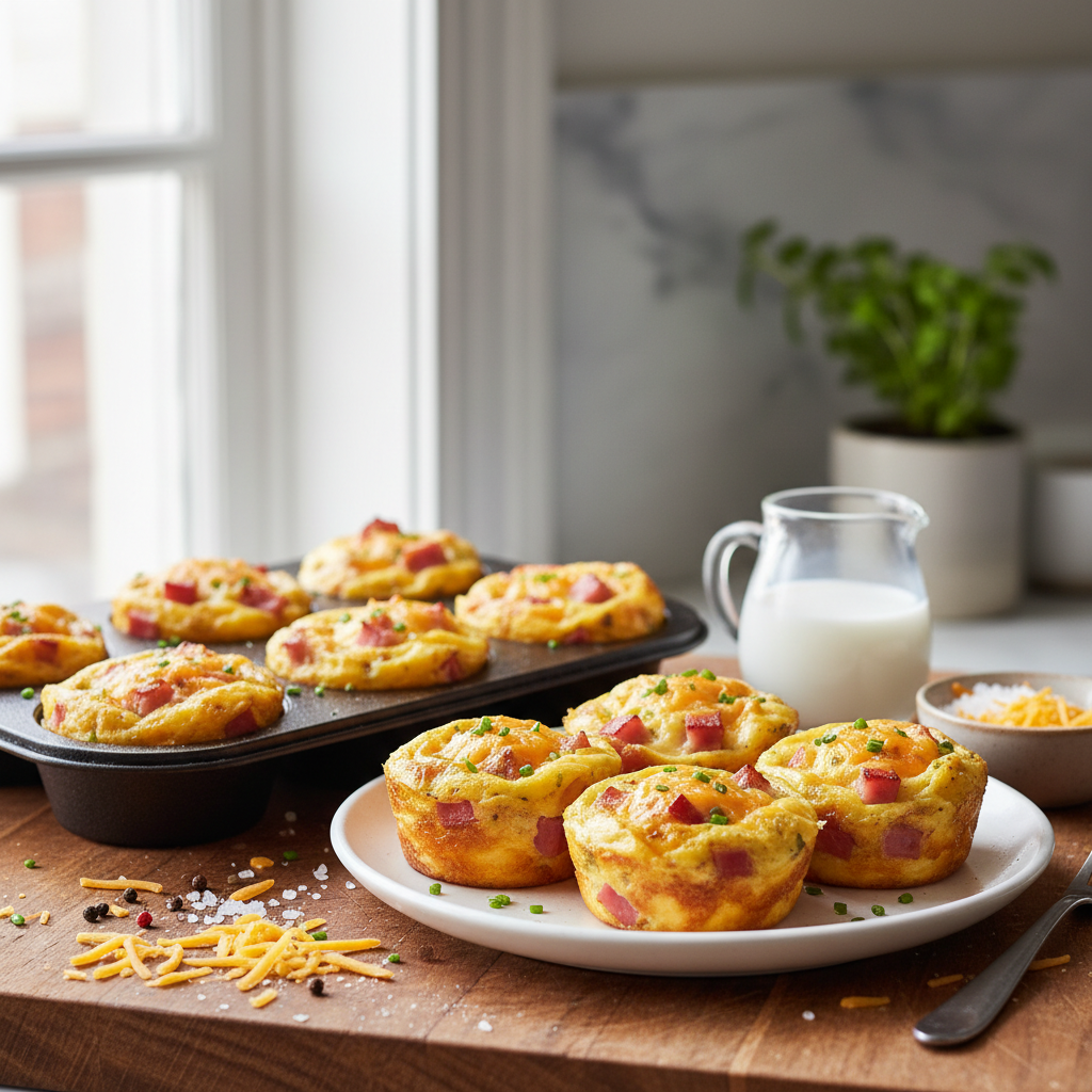 Baked Ham and Cheddar Egg Cups