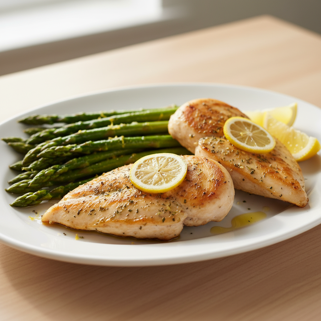 Lemon Herb Pan-Seared Chicken with Roasted Asparagus