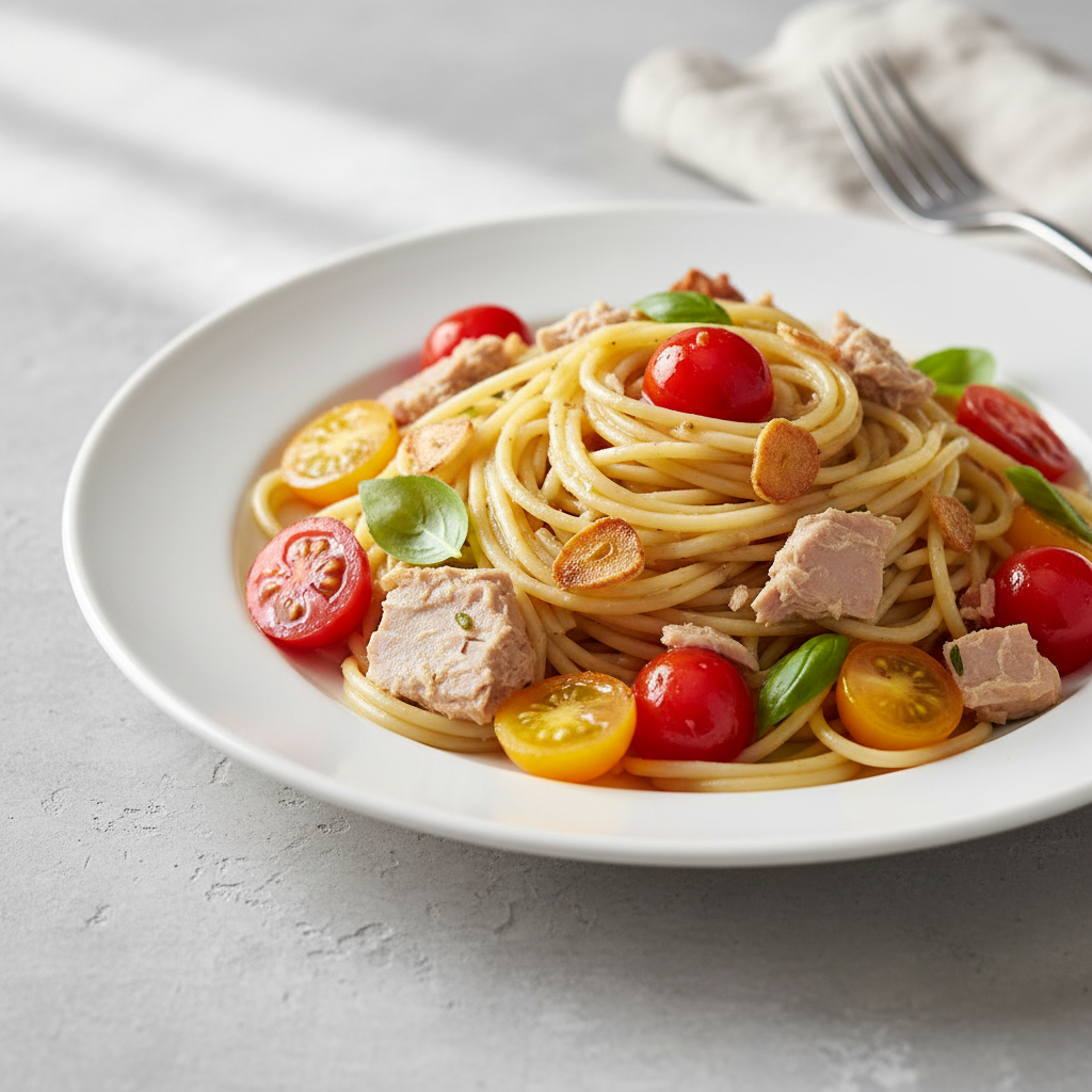 Speedy Tuna and Cherry Tomato Pasta