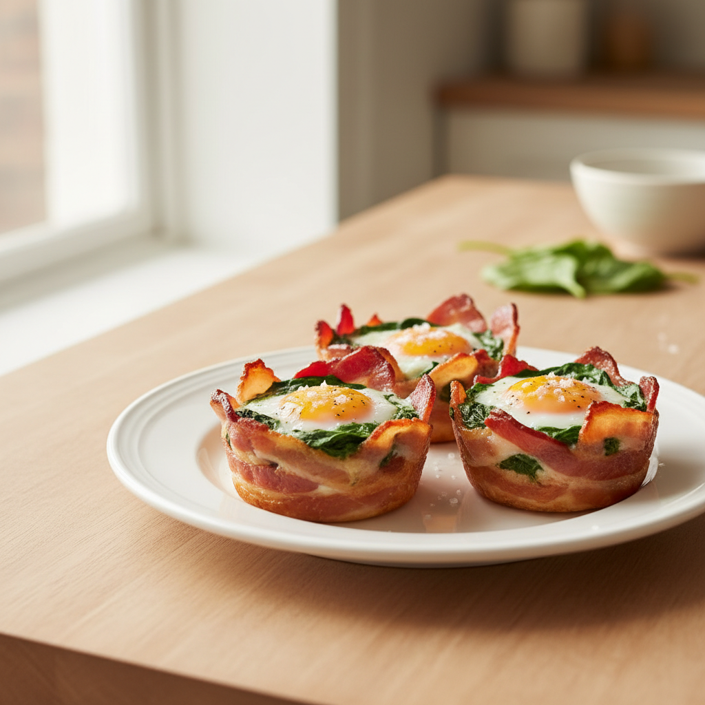 Baked Bacon, Spinach, and Egg Cups