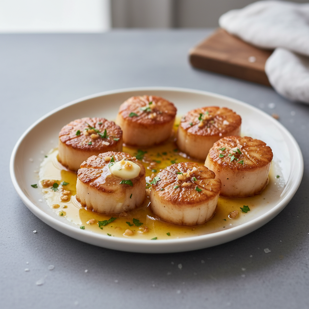 Pan-Seared Scallops with Garlic Butter Sauce
