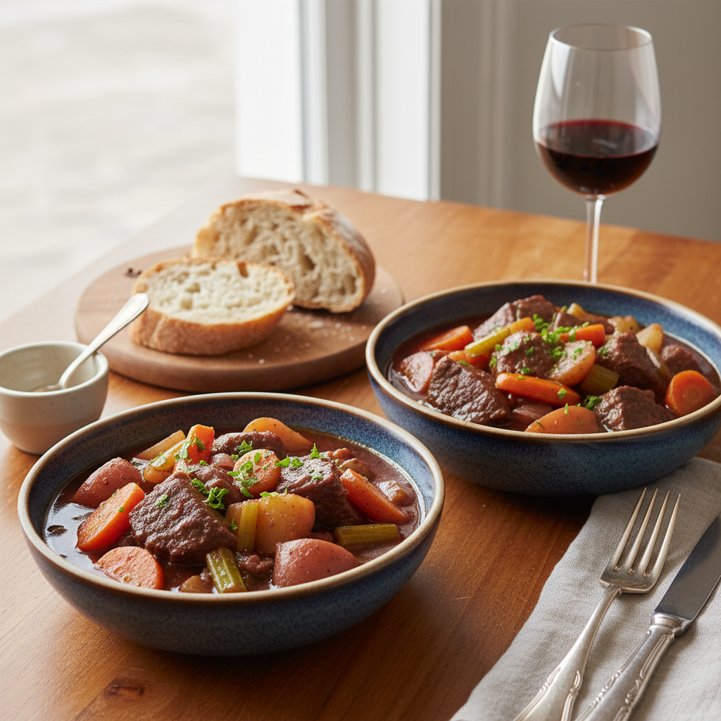 Hearty Red Wine Beef Stew for Two