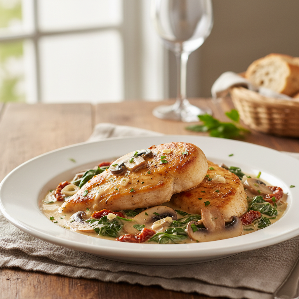 Creamy Tuscan Chicken with Mushrooms
