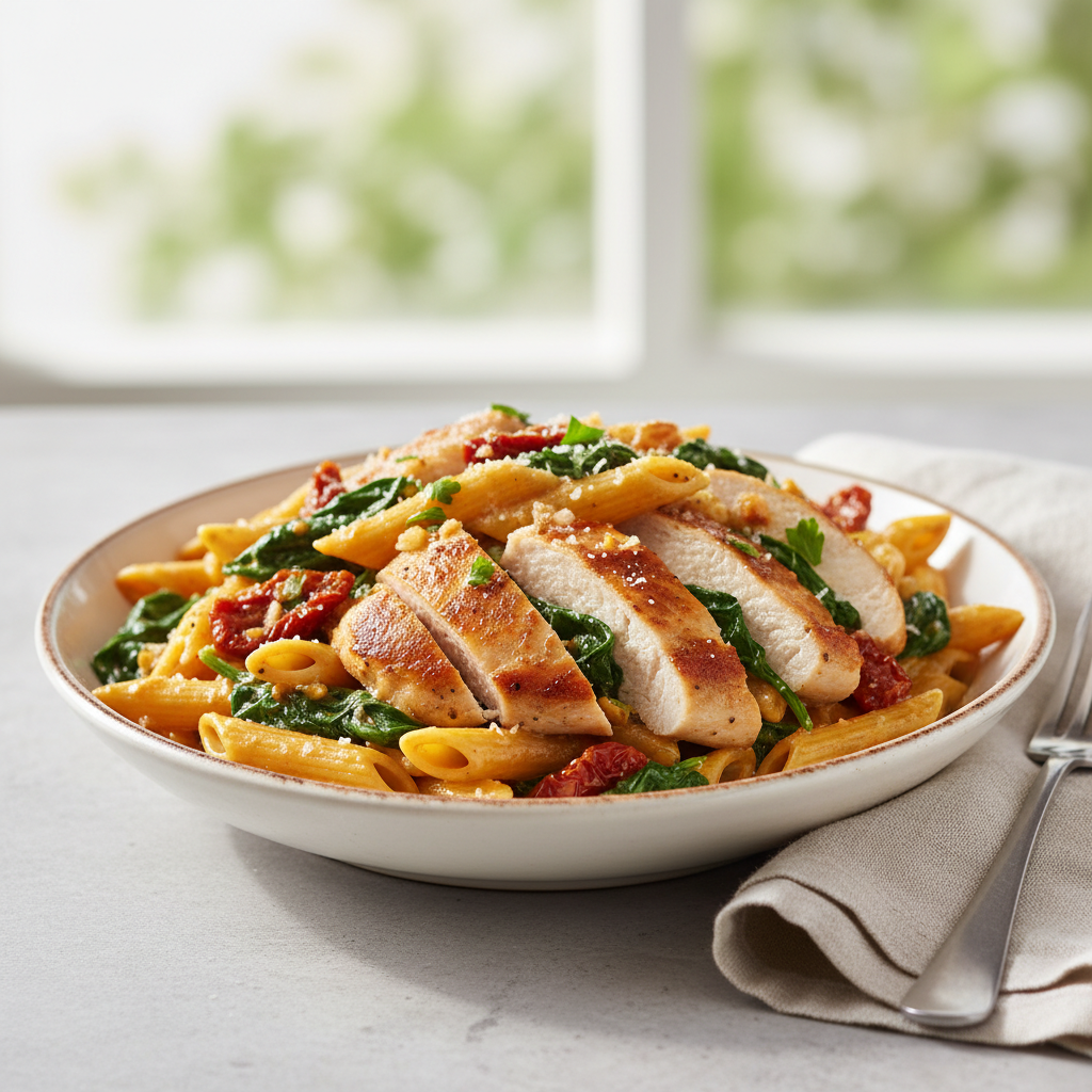Creamy Tuscan Chicken and Spinach Pasta