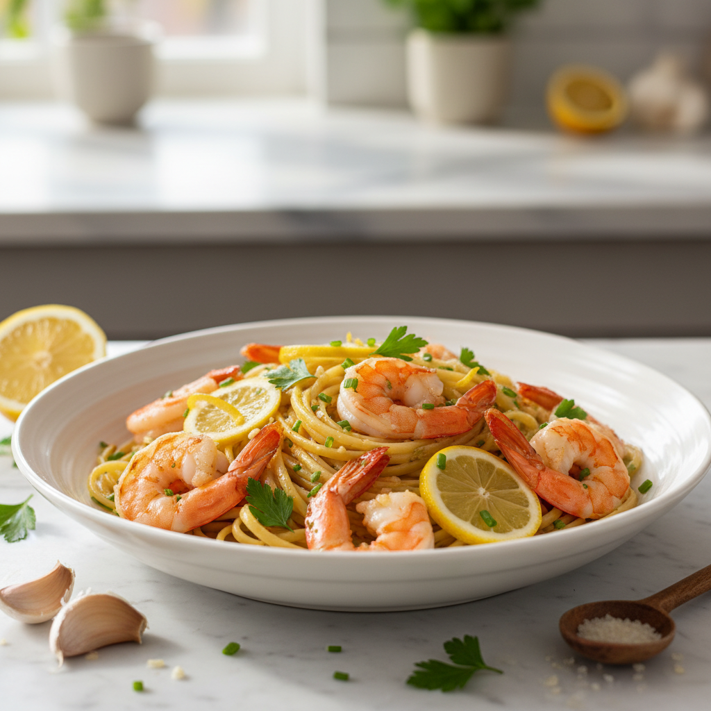 Lemon Garlic Shrimp Pasta