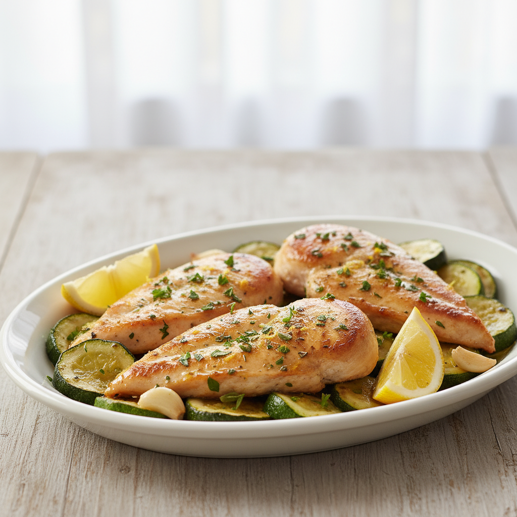 Lemon Herb Pan-Seared Chicken and Zucchini