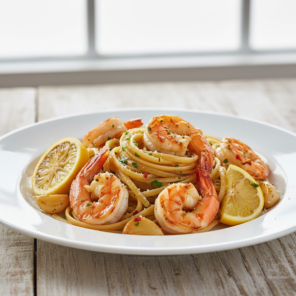 Zesty Lemon-Garlic Shrimp Linguine
