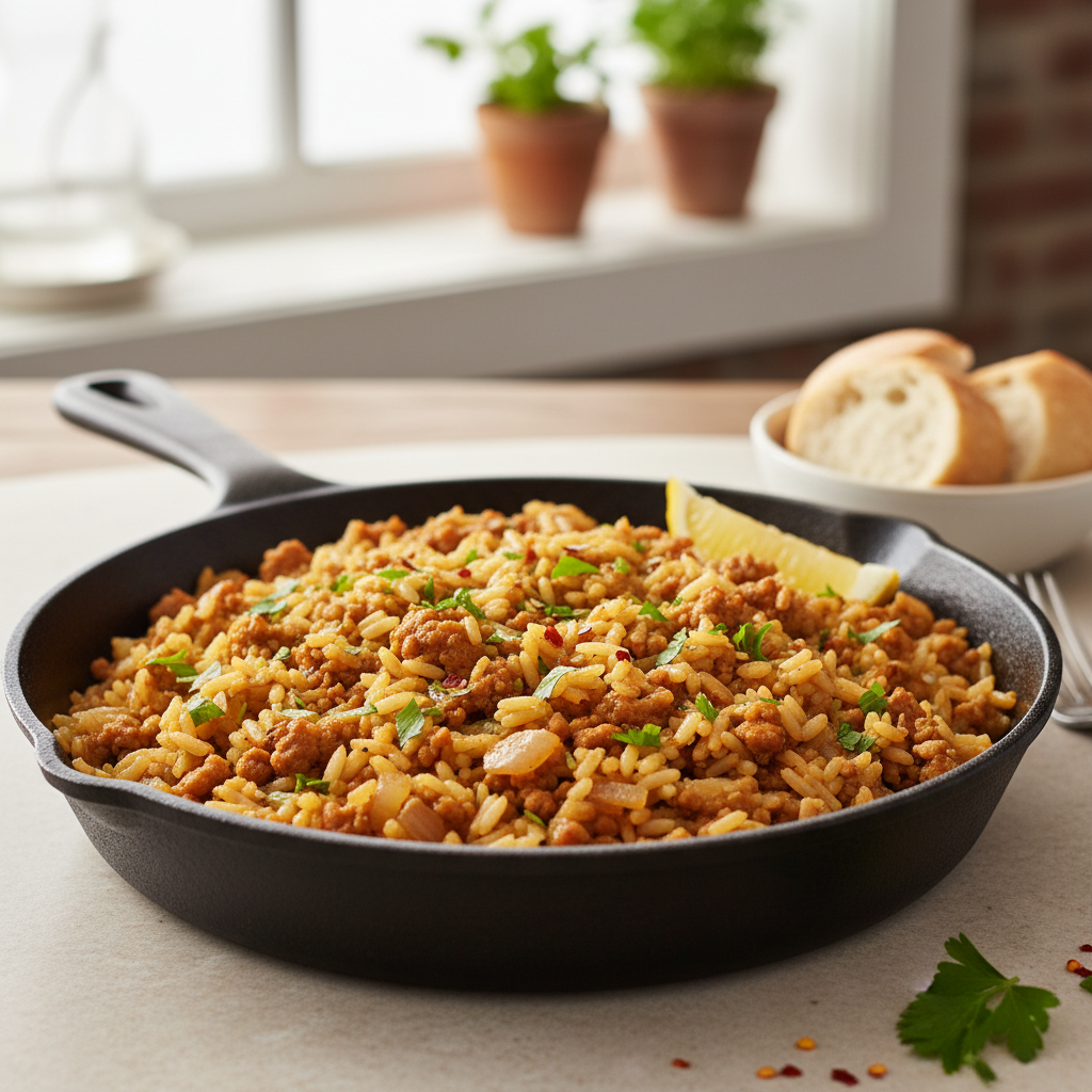 Savory Ground Turkey & Rice Skillet