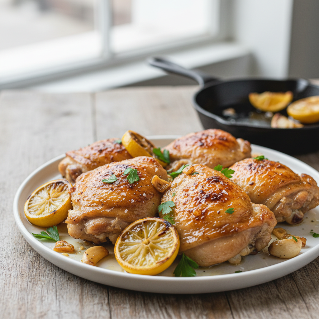 Lemon Garlic Roasted Chicken Thighs