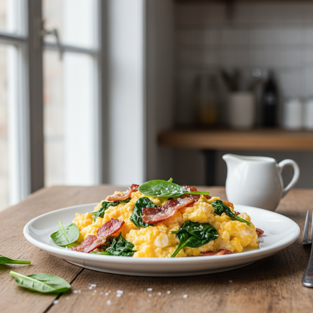 Savory Bacon, Spinach & Egg Scramble