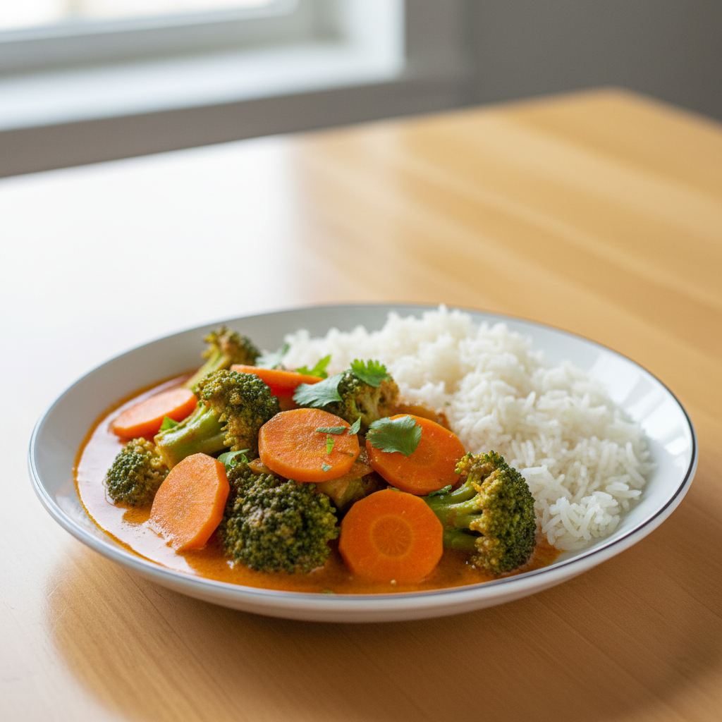 Speedy Vegetable Curry with Fluffy Rice