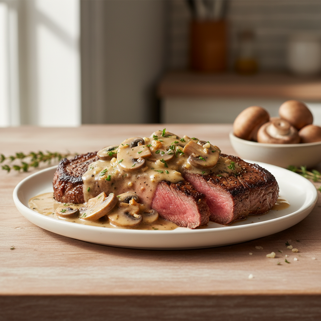 Seared Sirloin with Creamy Mushroom Sauce