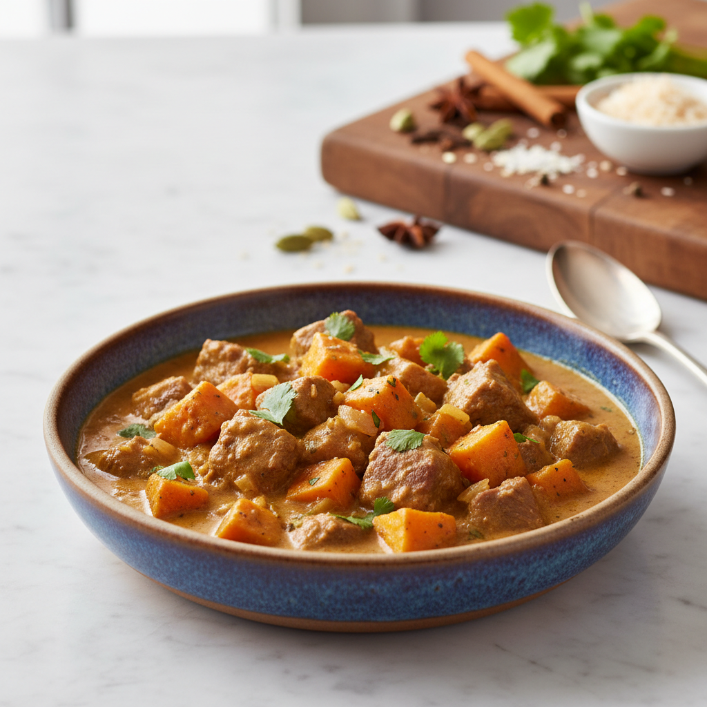 Slow-Cooked Coconut Lamb Curry with Sweet Potatoes