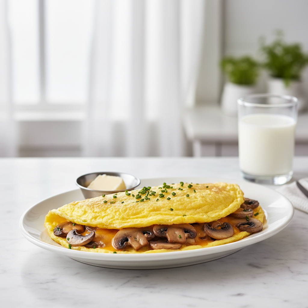 Fluffy Mushroom and Cheese Omelette