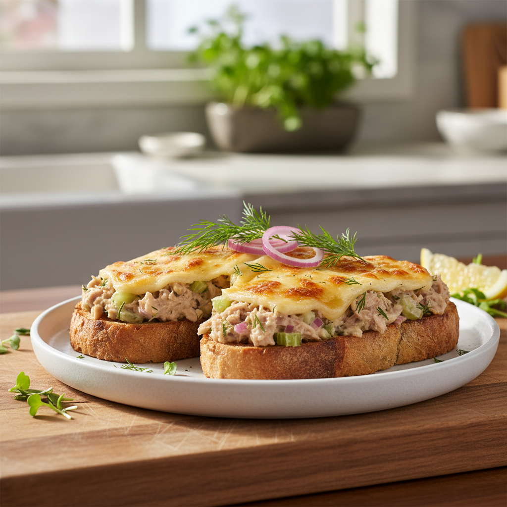 Open-Faced Herbed Tuna Melt