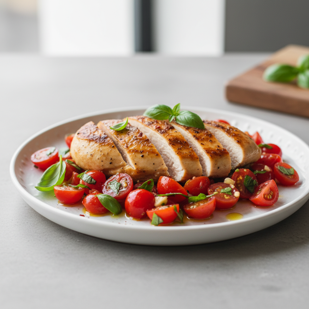 Pan-Seared Chicken with Fresh Tomato & Basil Salsa