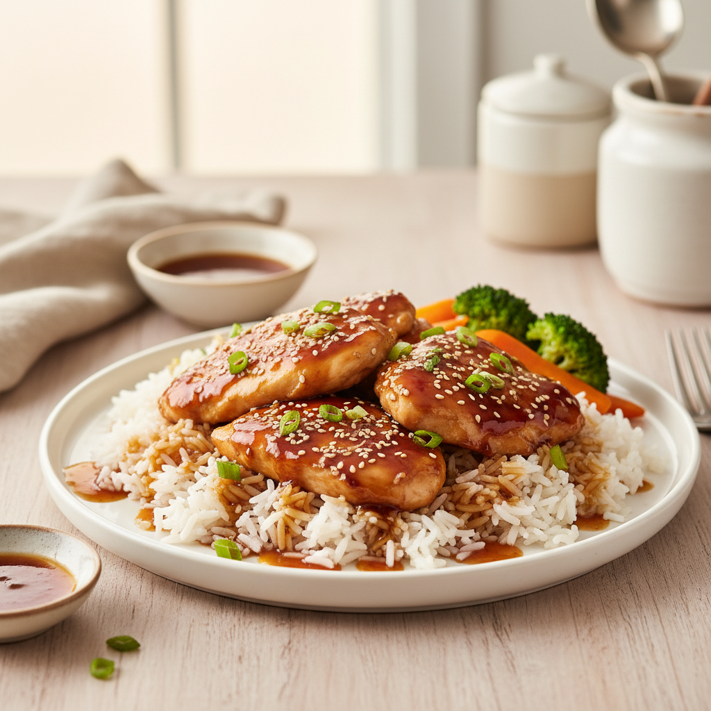 One-Pan Teriyaki Glazed Chicken Thighs with Jasmine Rice