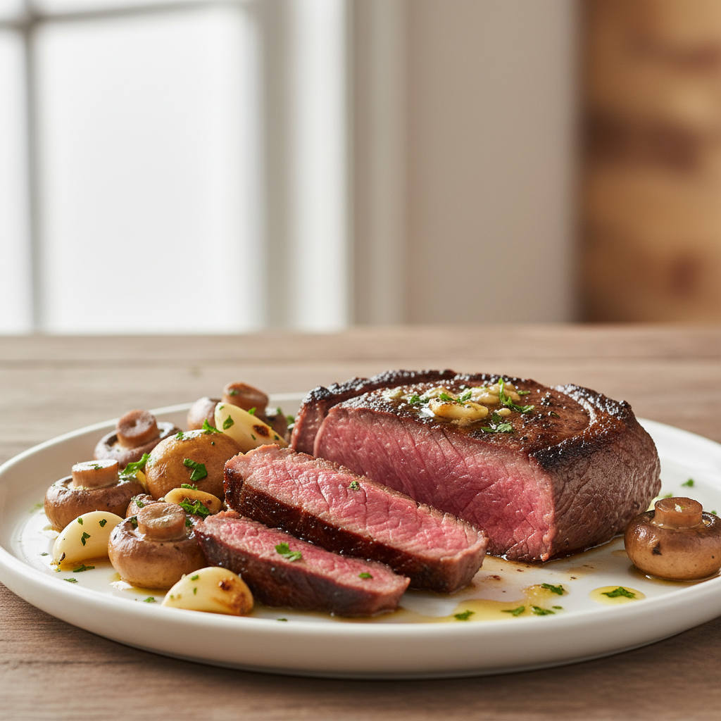 Pan-Seared Sirloin Steak with Garlic Butter Mushrooms