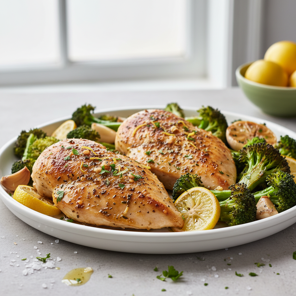 Lemon Herb Roasted Chicken and Broccoli