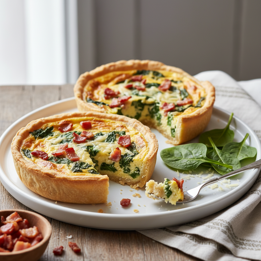 Classic Bacon and Spinach Quiche for Two