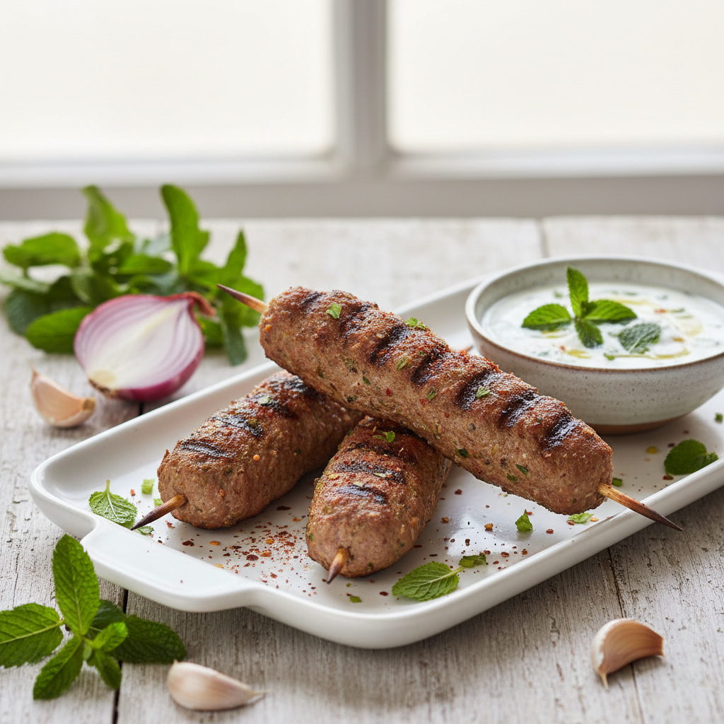 Spiced Lamb Kofta Skewers with Zesty Mint Yogurt Sauce