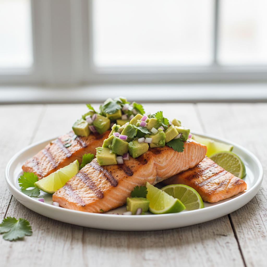 Grilled Salmon with Avocado Salsa