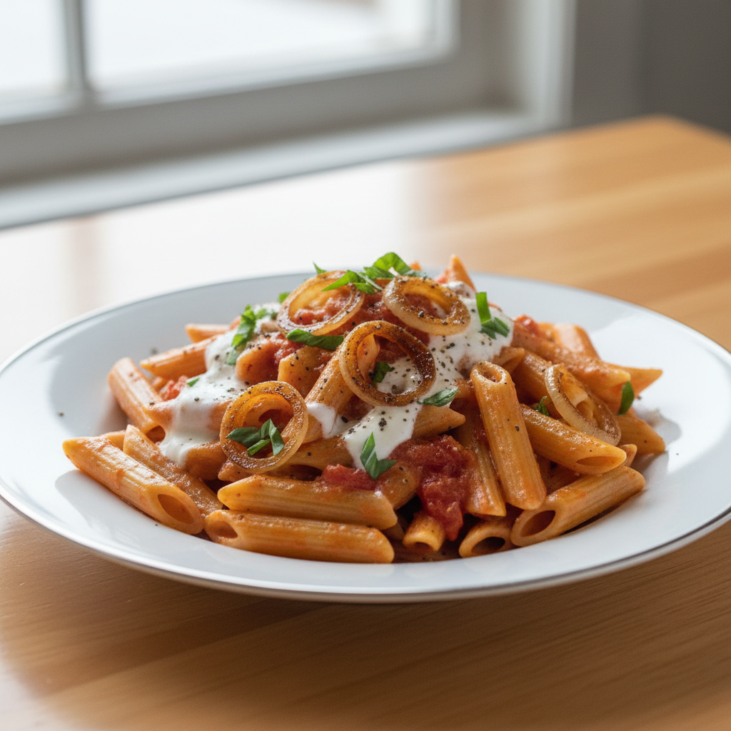 Decadent Penne Alla Vodka with Caramelized Shallots