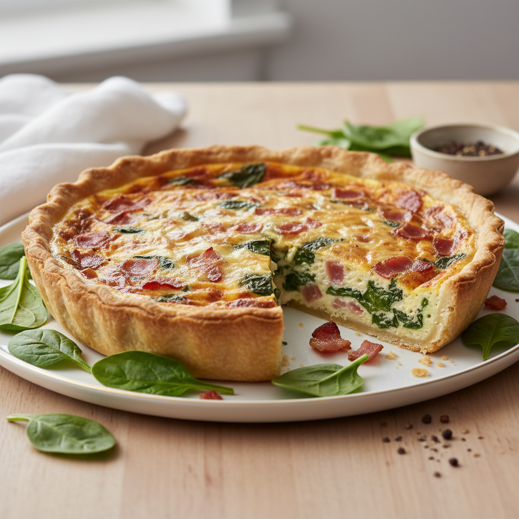 Savory Spinach and Bacon Quiche