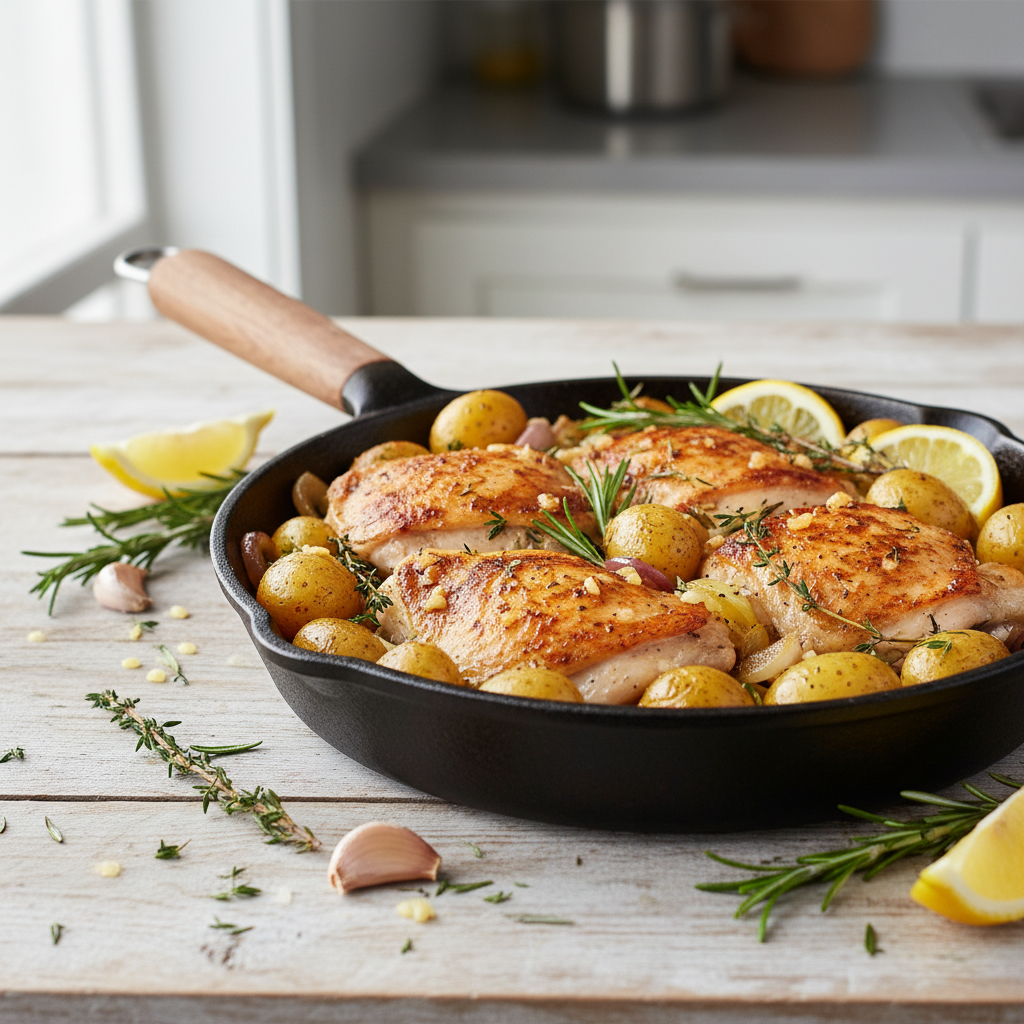 Lemon Herb Chicken and Potato Skillet