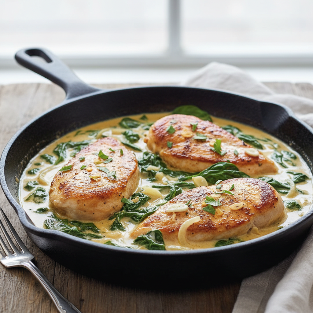 Creamy Skillet Chicken with Spinach