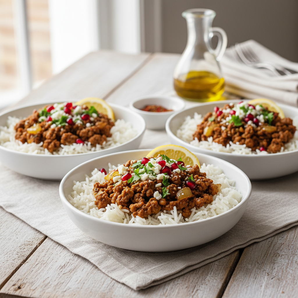 Mediterranean Ground Turkey and Rice Bowls