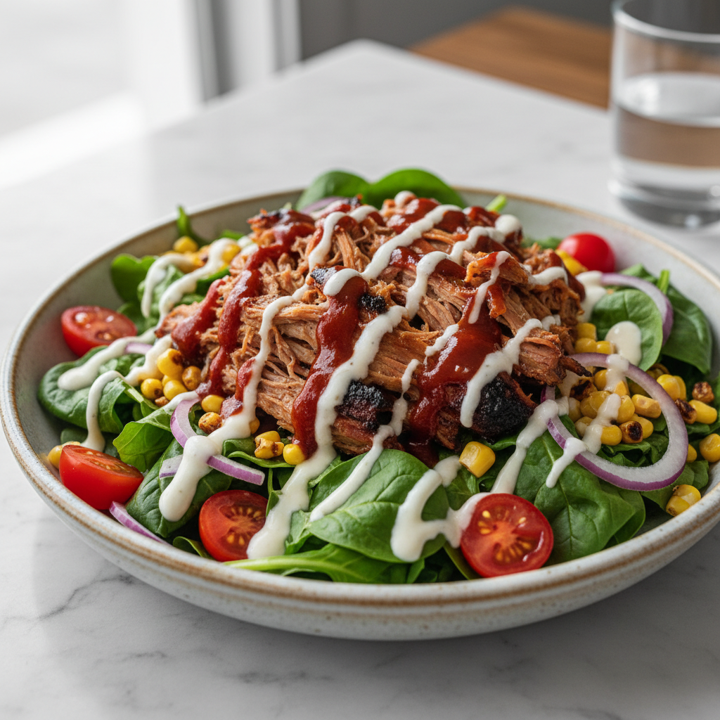 Smoky Pulled Pork BBQ Ranch Salad Bowl
