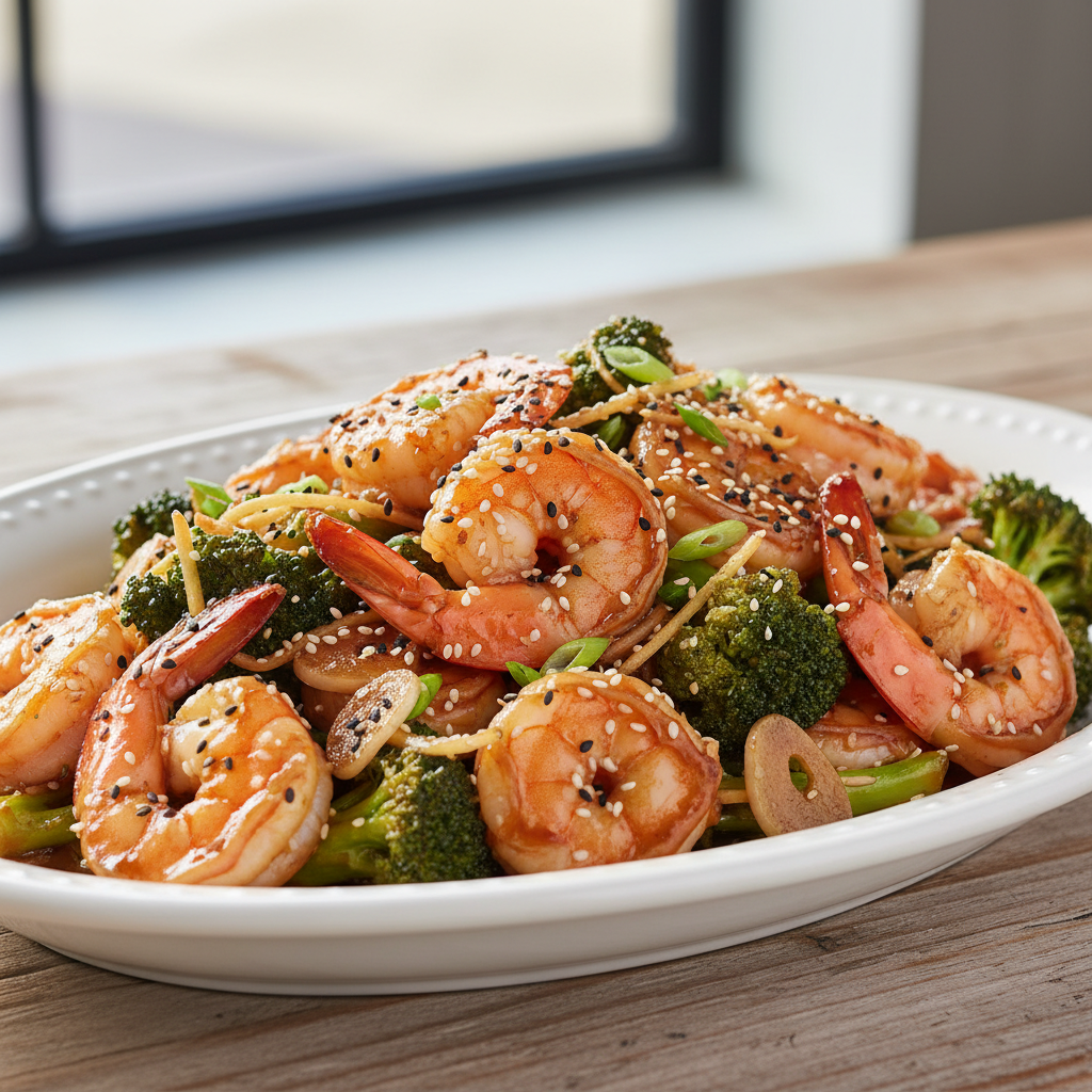 Zesty Honey-Sesame Shrimp & Broccoli Stir-Fry