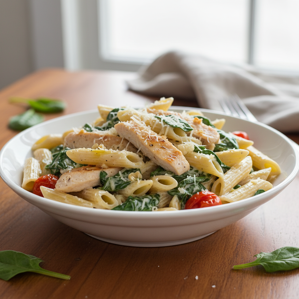 Creamy Chicken and Spinach Pasta