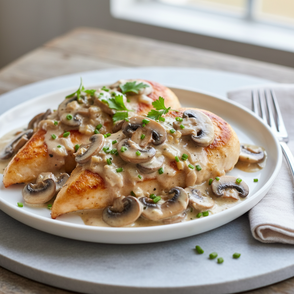 Pan-Seared Chicken with Rich Mushroom Cream Sauce
