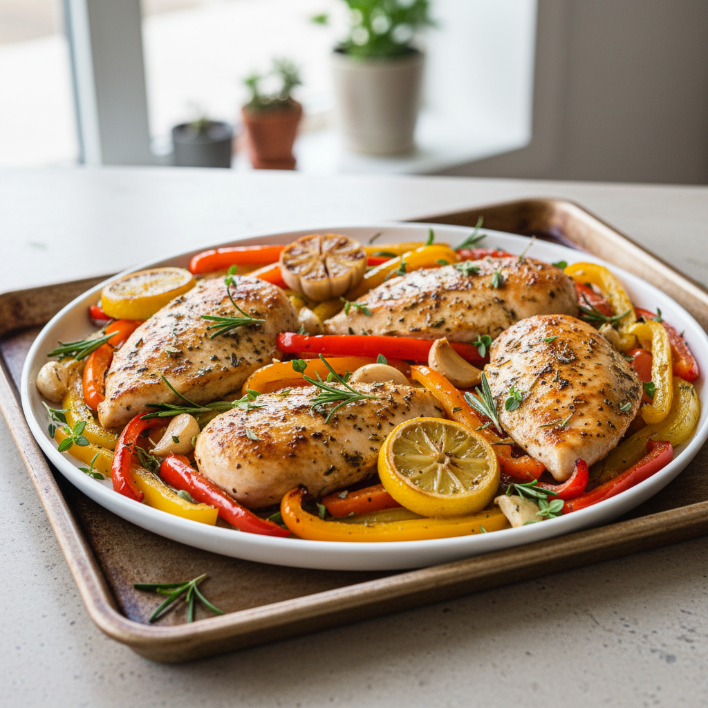 One-Pan Lemon Herb Chicken and Peppers