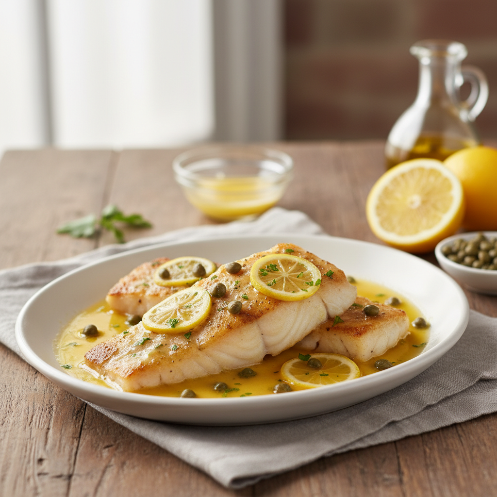 Pan-Seared Cod with Lemon-Caper Butter Sauce