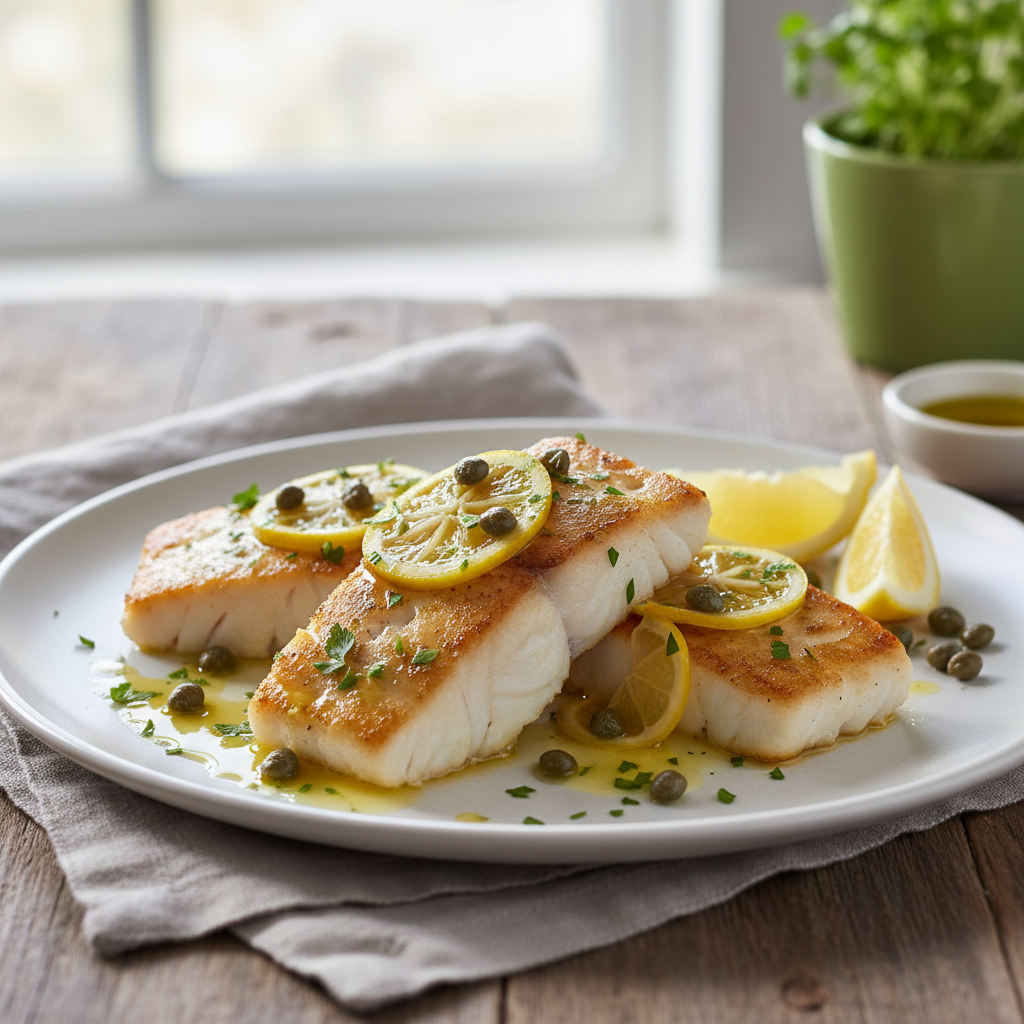 Pan-Seared Cod with Zesty Lemon-Caper Sauce