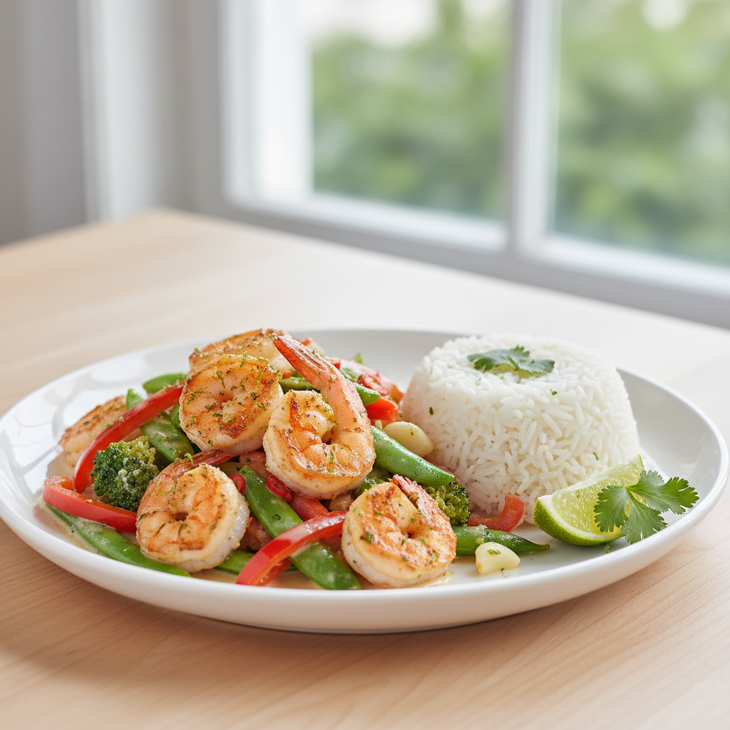 Coconut Lime Shrimp Stir-fry with Jasmine Rice