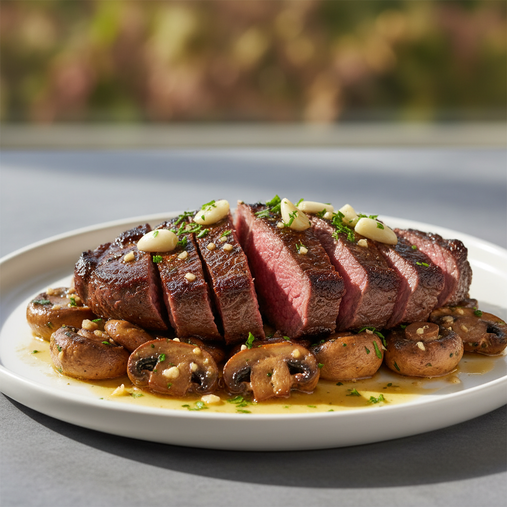 Pan-Seared Steak with Garlic Butter Mushrooms