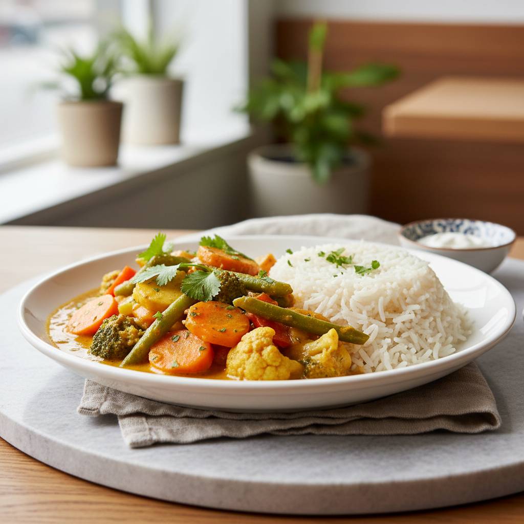 Golden Vegetable Curry with Basmati Rice