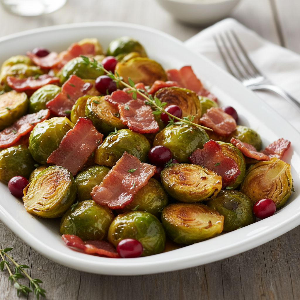 Maple-Balsamic Glazed Bacon Brussels Sprouts