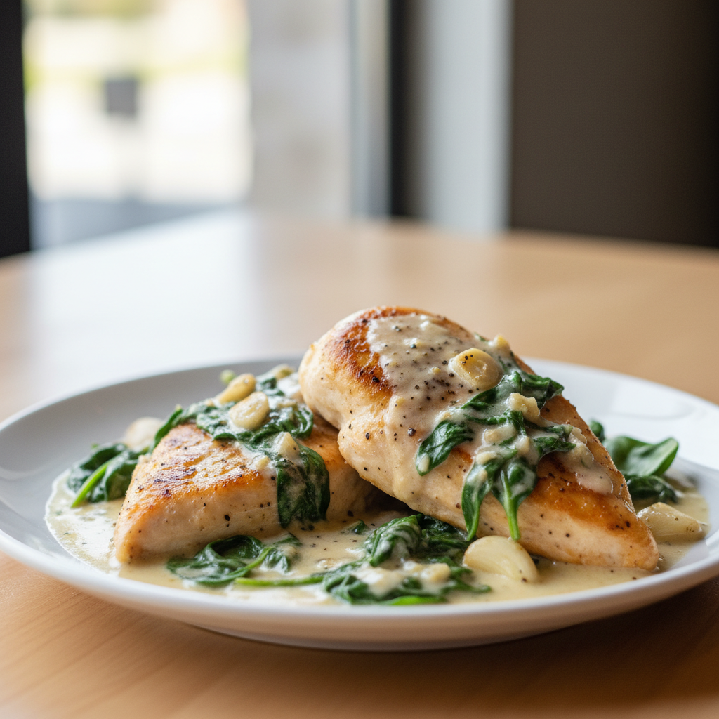 Creamy Garlic Chicken and Spinach