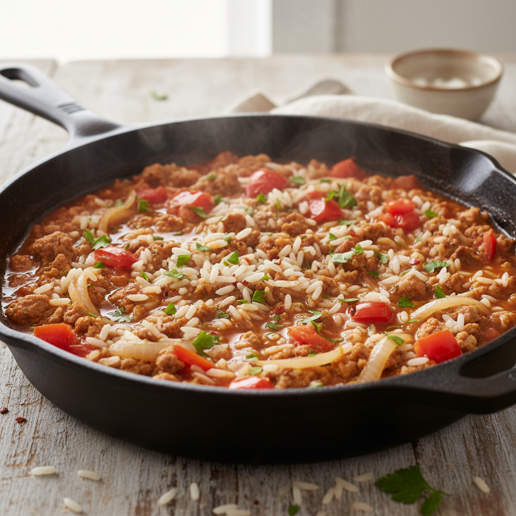 One-Pan Ground Turkey and Rice Skillet