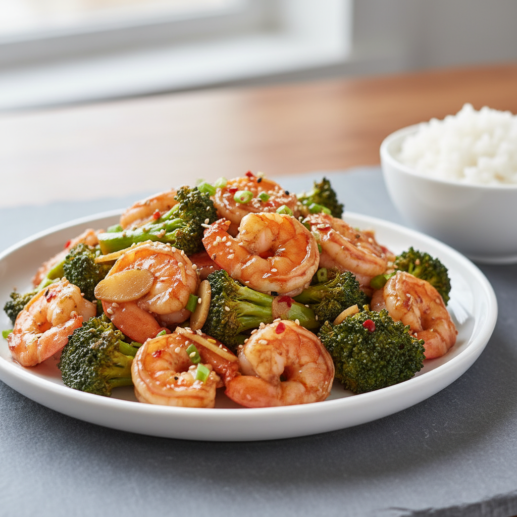 Garlic Ginger Shrimp and Broccoli Stir-fry
