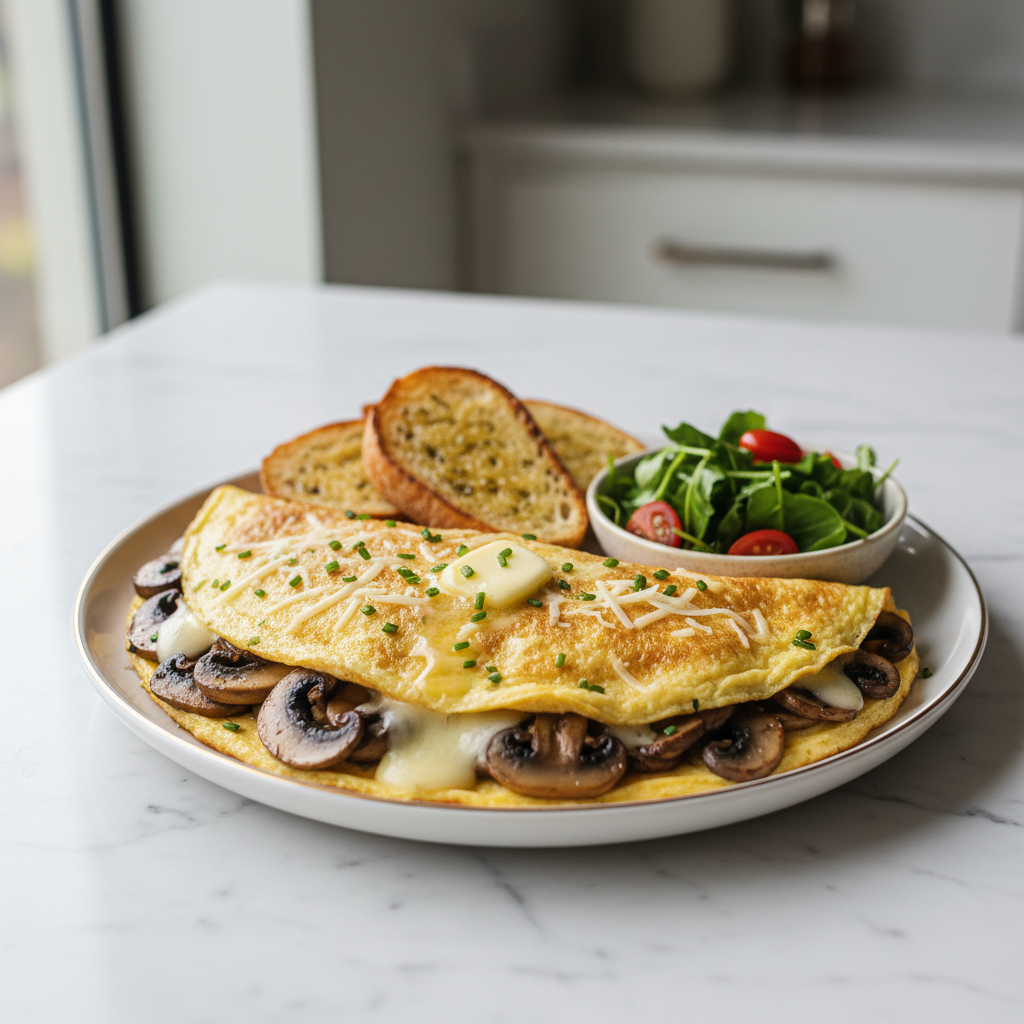 Fluffy Mushroom & Cheese Omelette