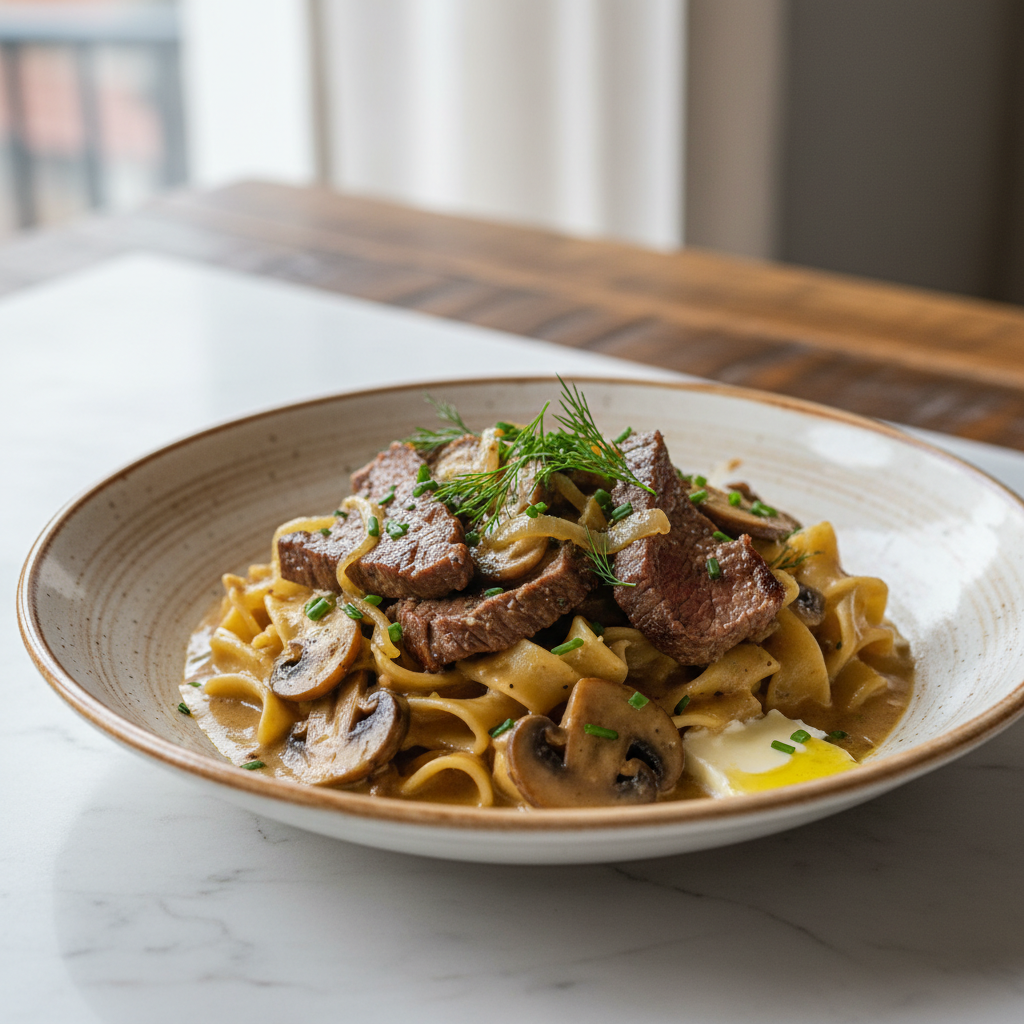 Classic Beef Stroganoff with Tender Sirloin